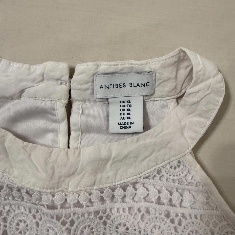 Antibes Blanc White Lace Sleeveless Mini Dress XL - Picture 3 of 4